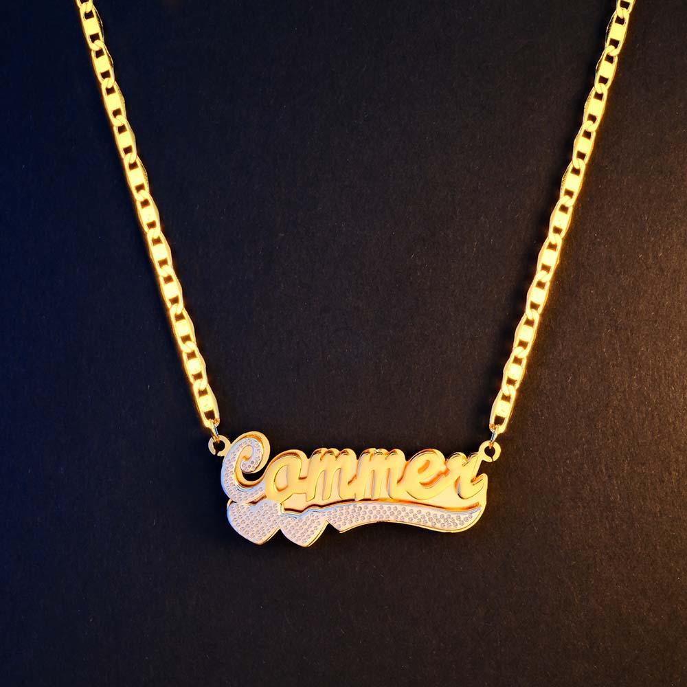 Collar Con Nombre Personalizado, Letra Inicial De Hip Hop, Collar De Metal Brillante, Regalos Para Él - soufeeles