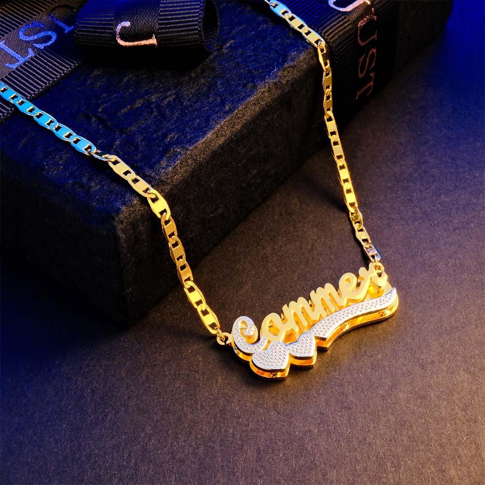 Collar Con Nombre Personalizado, Letra Inicial De Hip Hop, Collar De Metal Brillante, Regalos Para Él - soufeeles