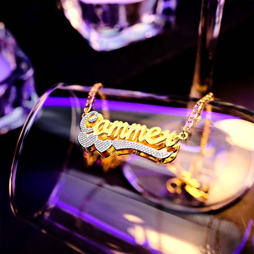 Collar Con Nombre Personalizado, Letra Inicial De Hip Hop, Collar De Metal Brillante, Regalos Para Él - soufeeles