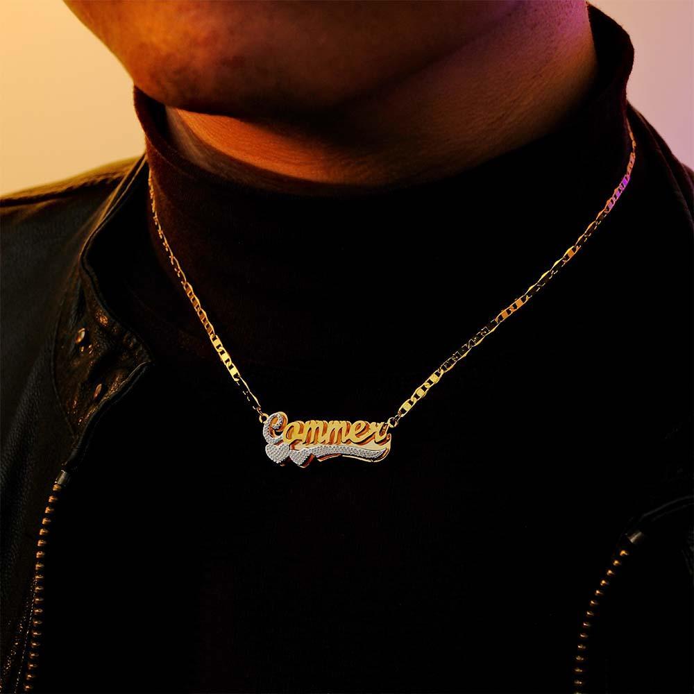 Collar Con Nombre Personalizado, Letra Inicial De Hip Hop, Collar De Metal Brillante, Regalos Para Él - soufeeles