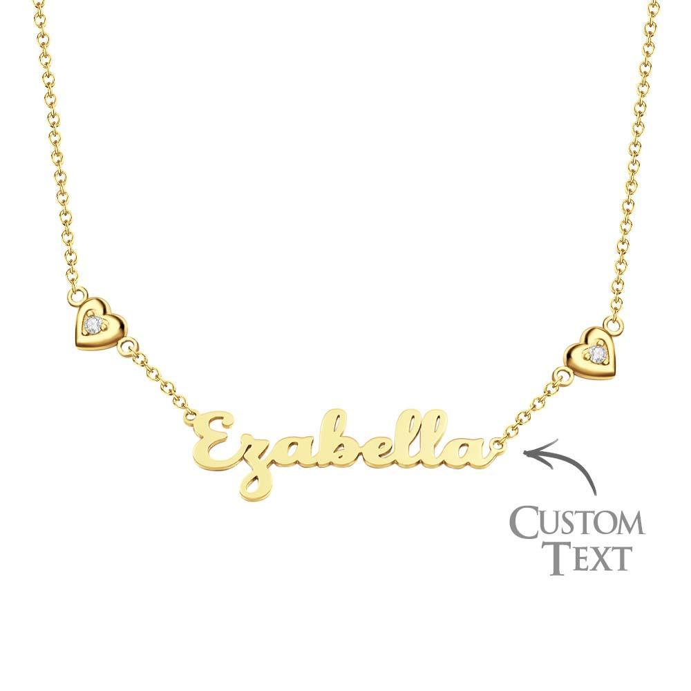 Collar Con Nombre Personalizado, Elegante Colgante De Corazones Dobles, Regalos Para Mujeres - soufeeles
