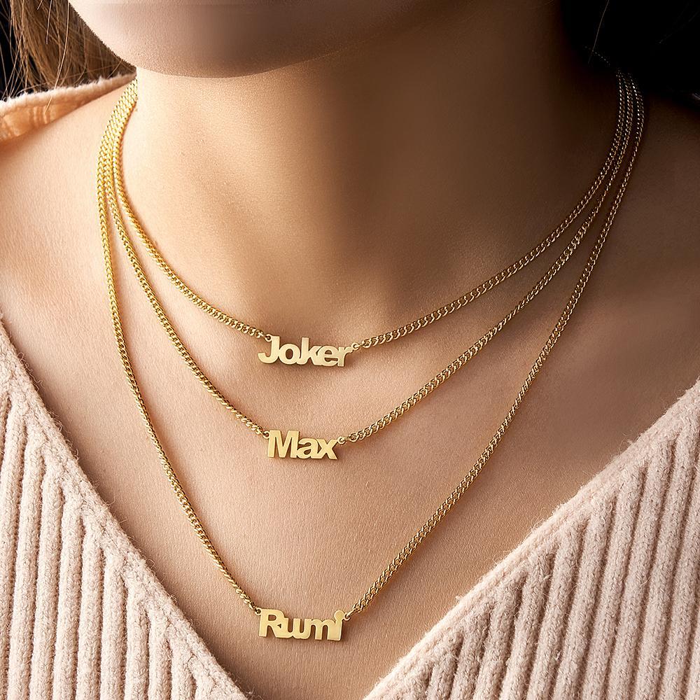 Collar Con Nombre Personalizado, Regalo Para Niña Apilada A La Moda - soufeeles