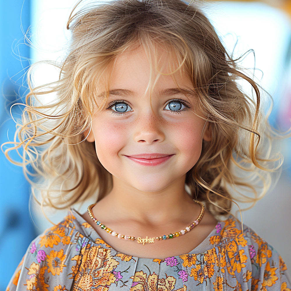 Collar Con Cuentas De Arco Iris Personalizado Con Nombre, Collar Colorido De Moda De Verano Para Niños - soufeeles