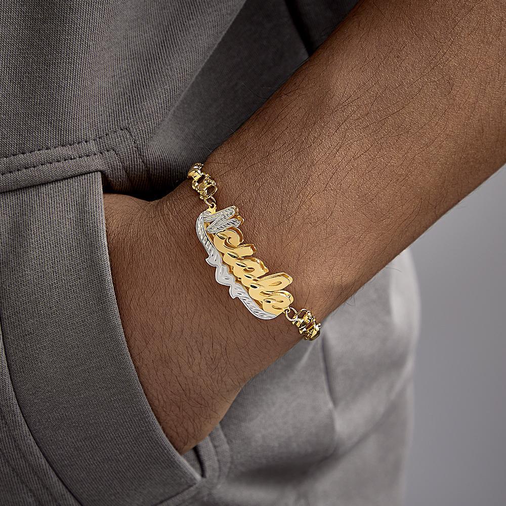 Pulsera Personalizada Con Nombre De Hip Hop, Placa Con Nombre, Decoración De Corazón De Amor, Pulsera De Moda, Regalos De Joyería Para Hombres - soufeeles
