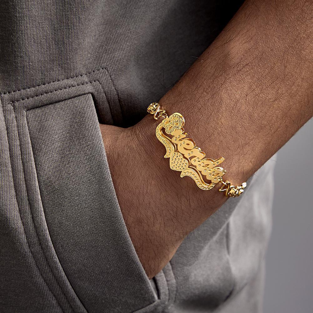 Pulsera Personalizada Con Nombre De Hip Hop, Pulsera De Cadena Vintage, Regalos De Joyería Para Hombres - soufeeles
