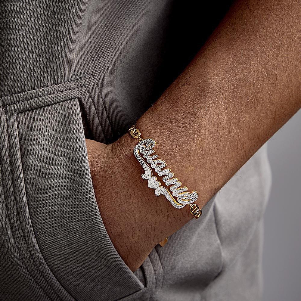Pulsera Personalizada Con Nombre De Hip Hop, Pulsera De Cadena Con Decoración De Corazón, Regalos De Joyería Para Hombres - soufeeles