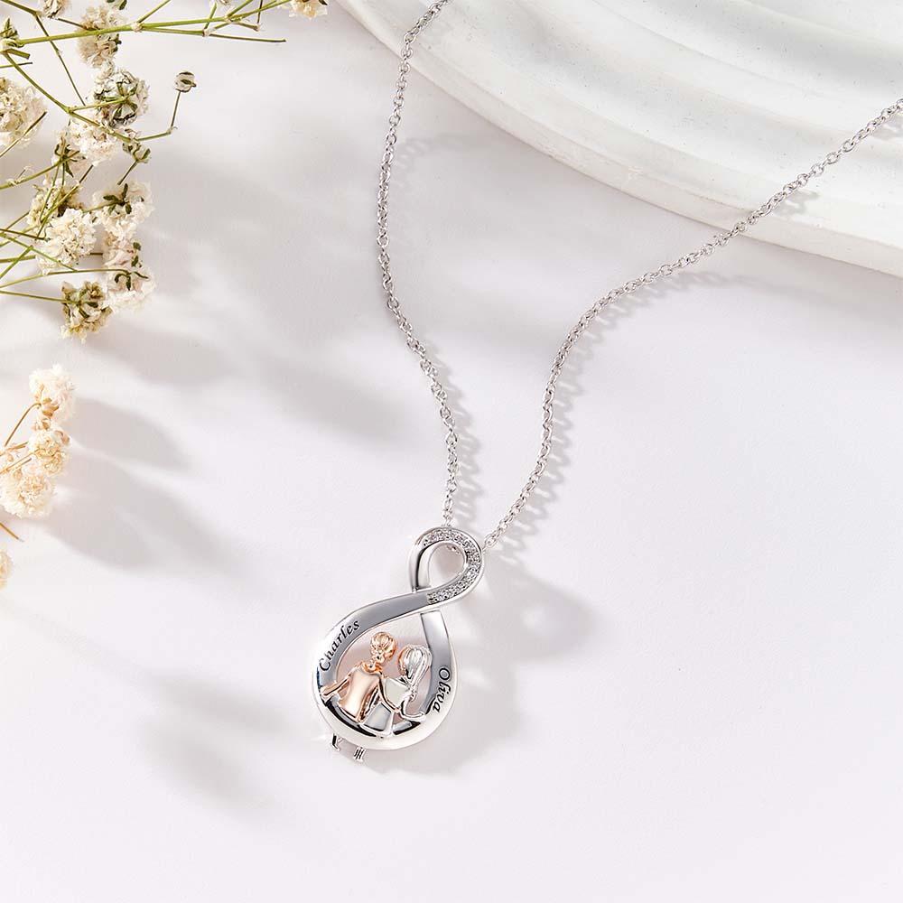 Elegante Collar De Circón Grabado, Colgante Para Hermana Sentada Junta, Regalo Para El Día De La Madre - soufeeles