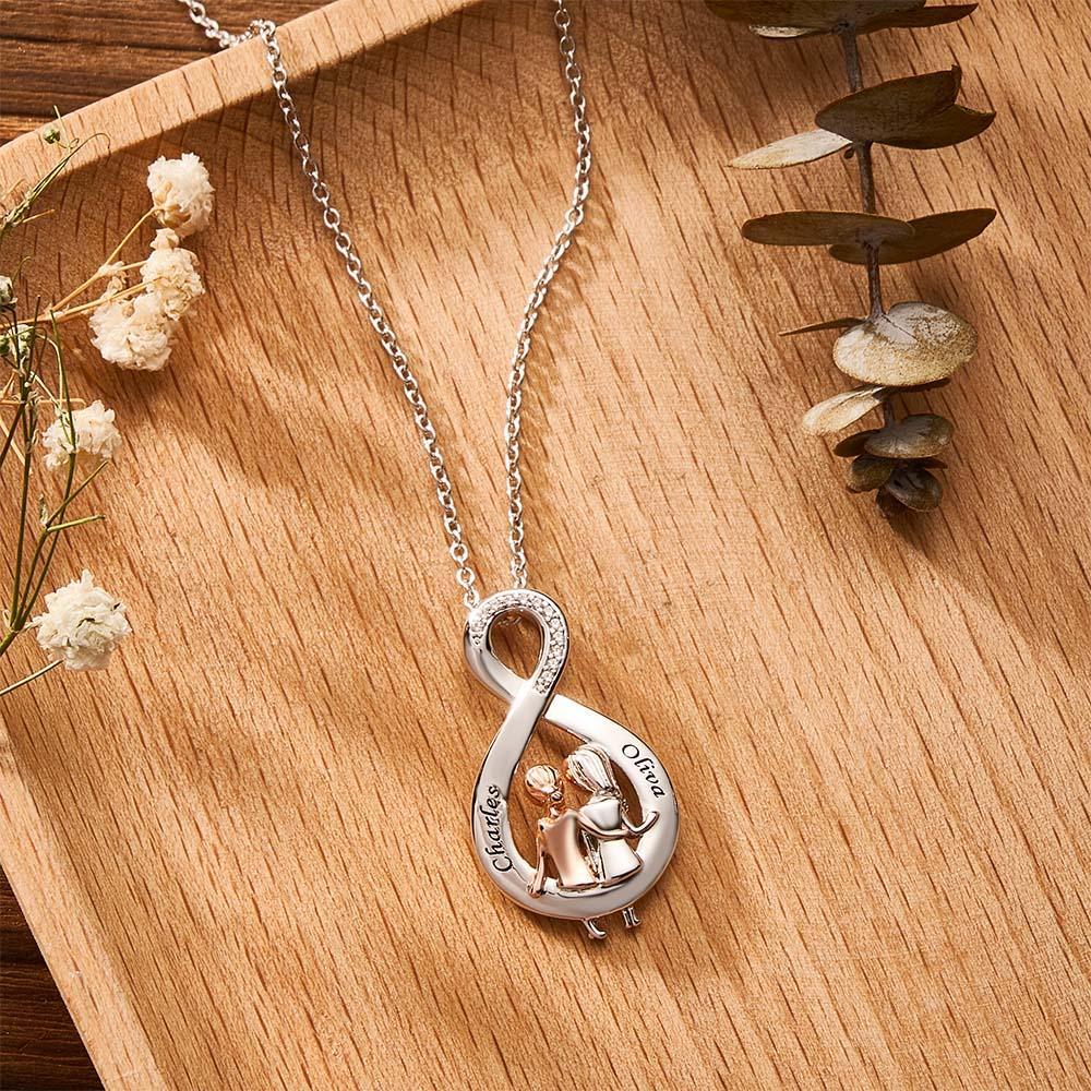Elegante Collar De Circón Grabado, Colgante Para Hermana Sentada Junta, Regalo Para El Día De La Madre - soufeeles