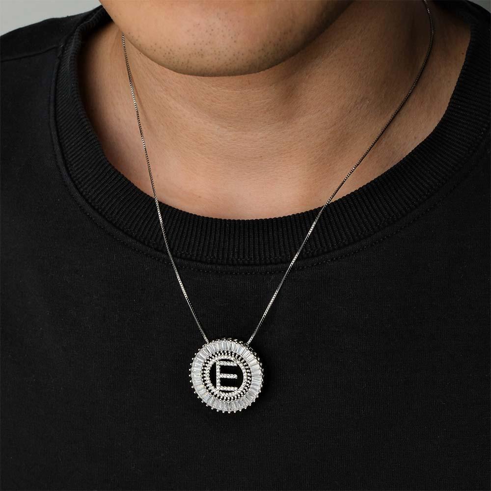 Collar De Diamantes Con Letra Inicial Personalizado Collar De Hip Hop Sunburst Para Él - soufeeles