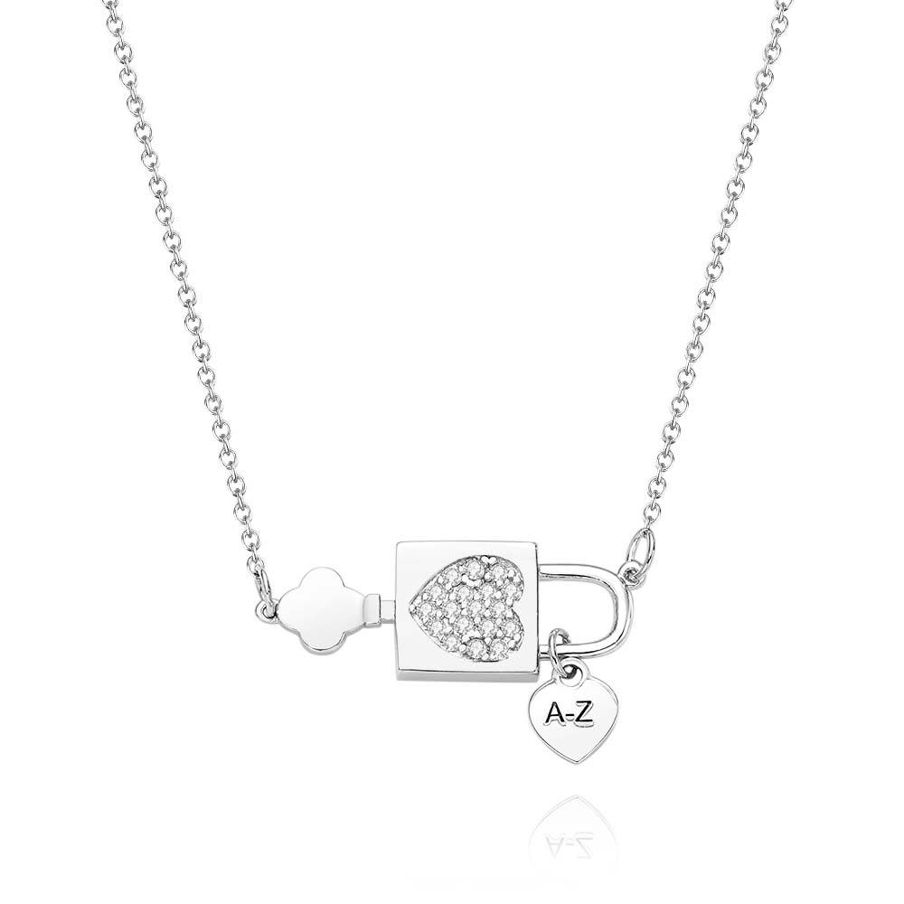Collar Grabado Personalizado Collar Con Inicial Alfabeto Corazón Candado Colgante Collar Para Mujer Regalo Para Ella - soufeeles