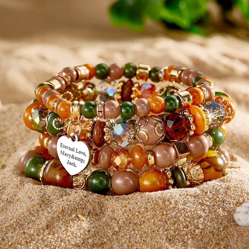 Pulsera Grabada Personalizada Estilo Bohemia Regalo Exquisito Para Niña - soufeeles