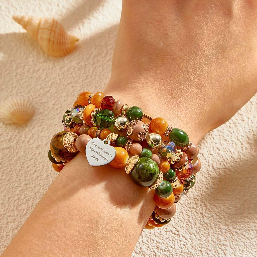 Pulsera Grabada Personalizada Estilo Bohemia Regalo Exquisito Para Niña - soufeeles