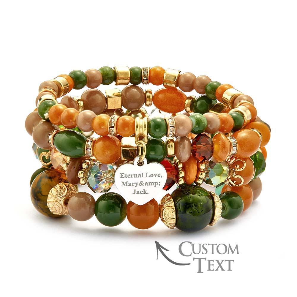 Pulsera Grabada Personalizada Estilo Bohemia Regalo Exquisito Para Niña - soufeeles