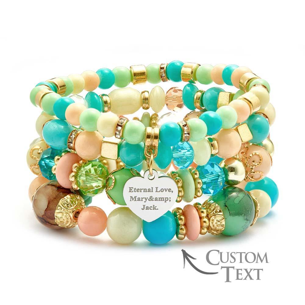 Pulsera Grabada Personalizada Estilo Bohemia Regalo Exquisito Para Niña - soufeeles