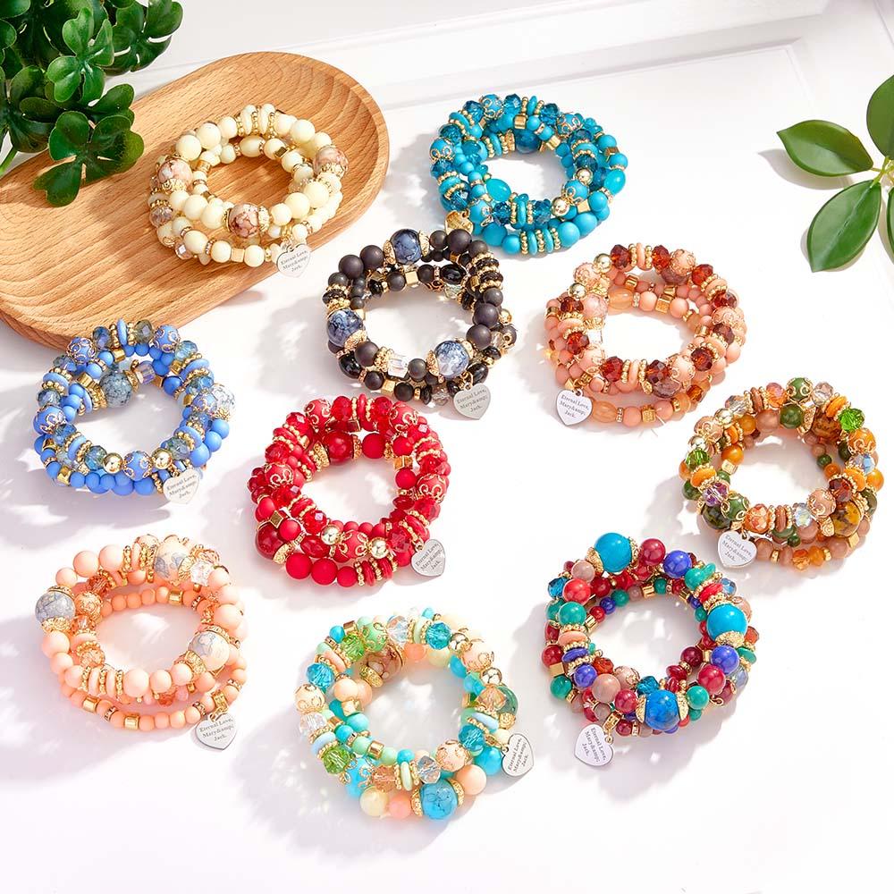 Pulsera Grabada Personalizada Estilo Bohemia Regalo Exquisito Para Niña - soufeeles