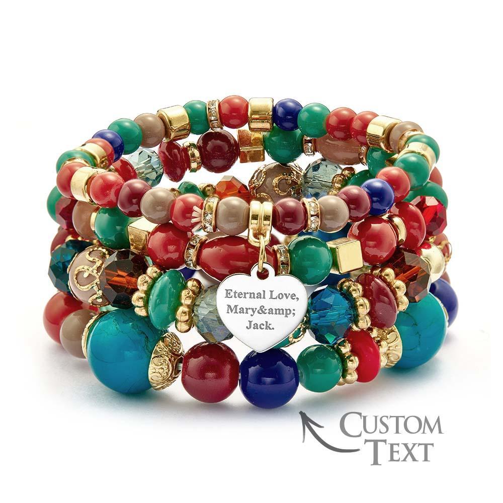 Pulsera Grabada Personalizada Estilo Bohemia Regalo Exquisito Para Niña - soufeeles