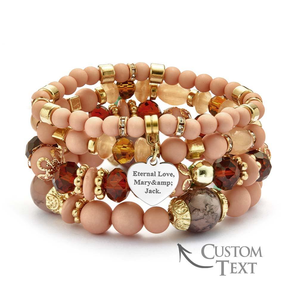 Pulsera Grabada Personalizada Estilo Bohemia Regalo Exquisito Para Niña - soufeeles