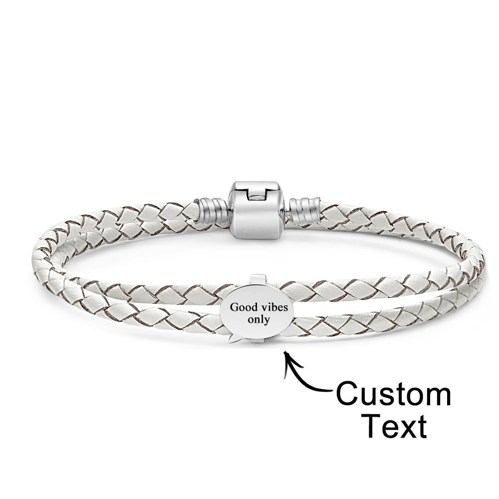 Pulsera De Cuero Grabable Accesorios De Burbujas De Discurso Personalizados Regalos De Joyería Para Ella - soufeeles