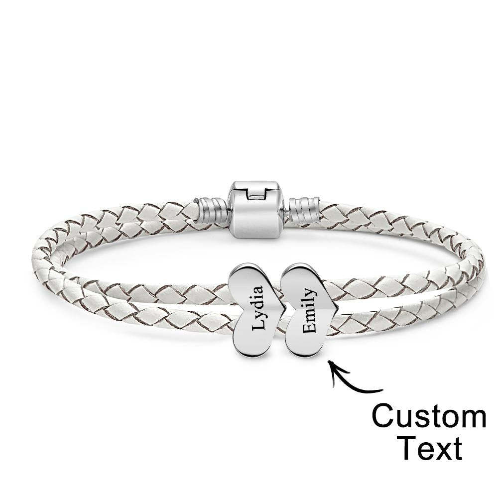 Pulsera De Cuero Grabable Número Personalizado De Accesorios De Corazón Opcionales Regalos De Joyería Para Ella - soufeeles