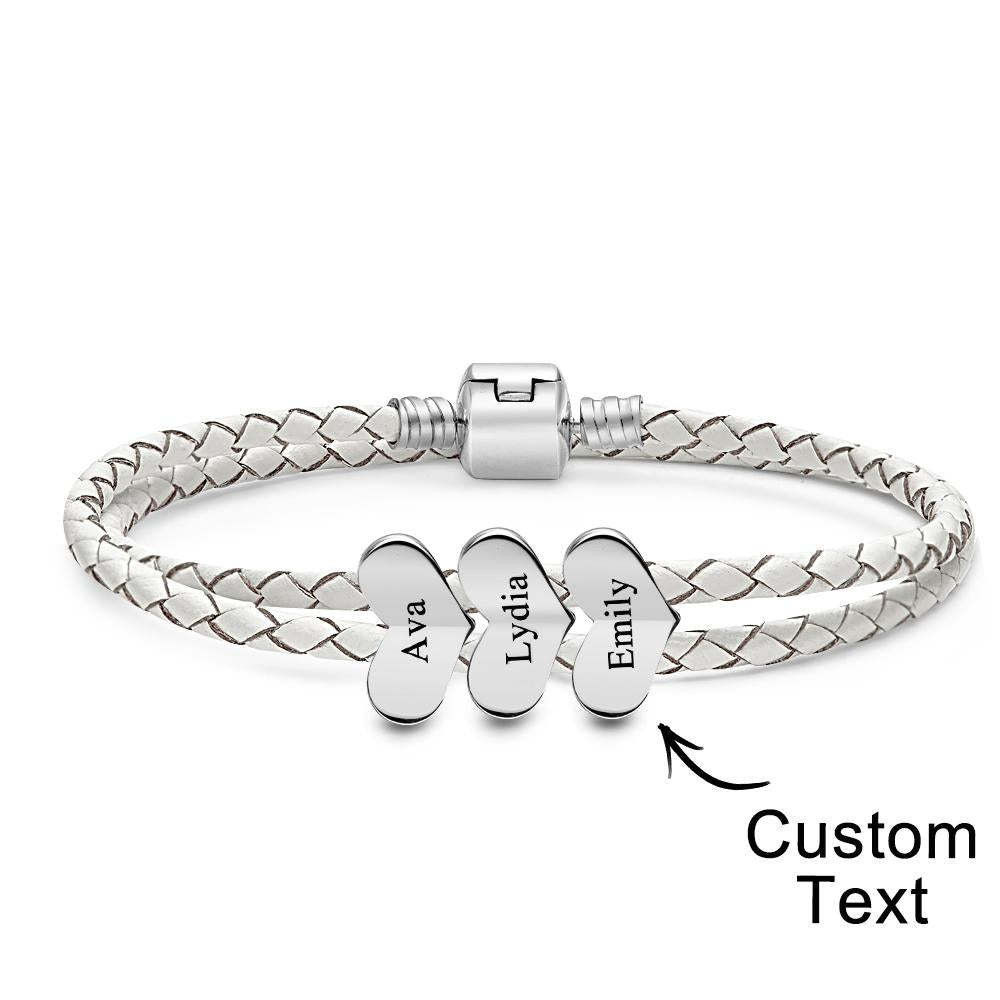 Pulsera De Cuero Grabable Número Personalizado De Accesorios De Corazón Opcionales Regalos De Joyería Para Ella - soufeeles
