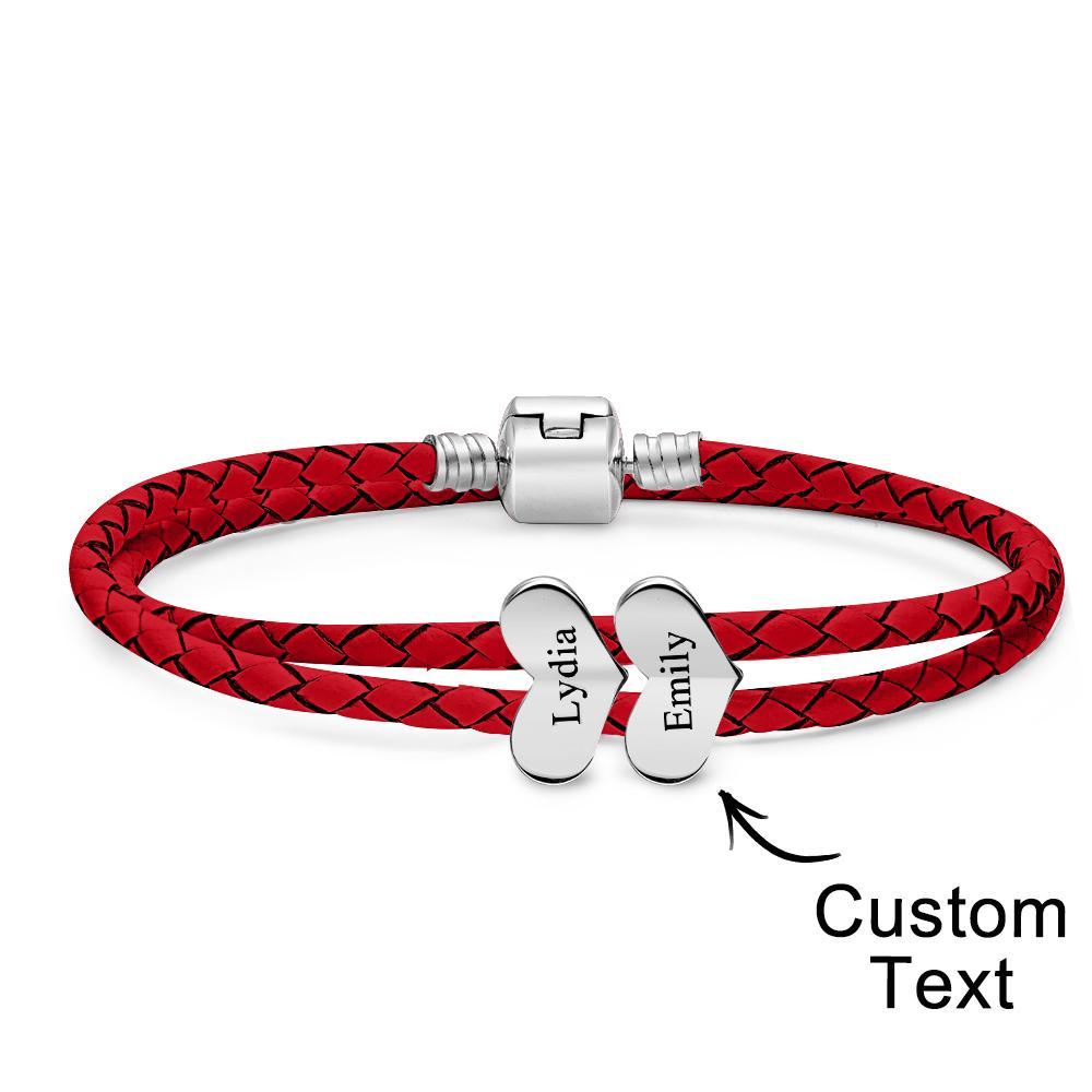 Pulsera De Cuero Grabable Número Personalizado De Accesorios De Corazón Opcionales Regalos De Joyería Para Ella - soufeeles