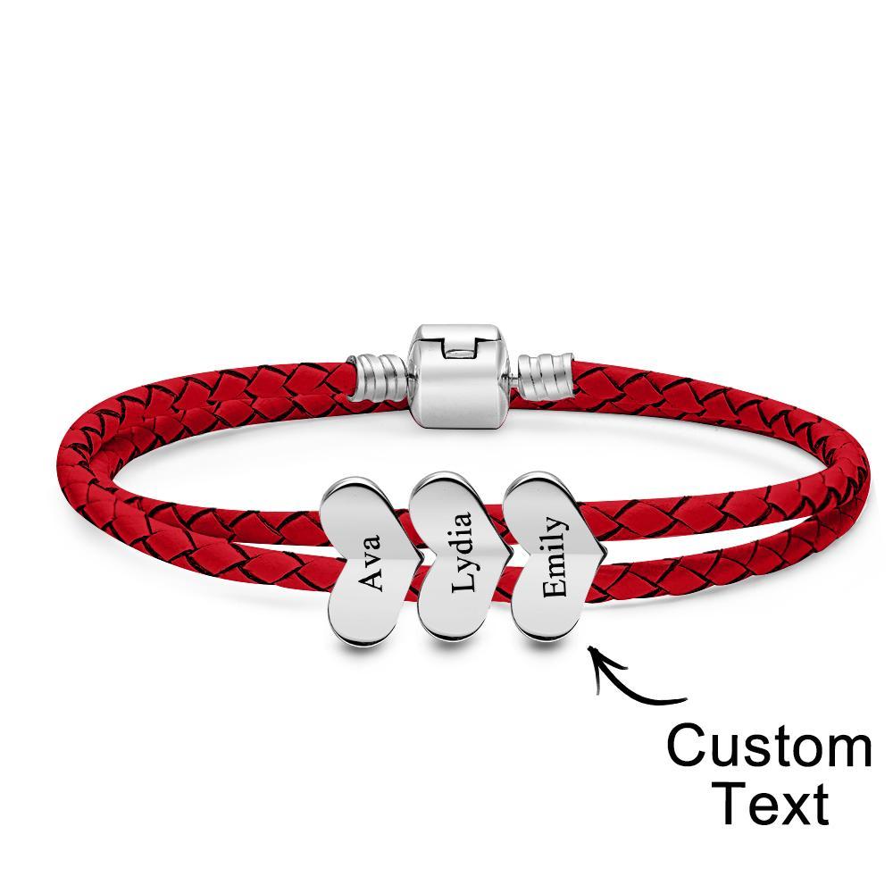 Pulsera De Cuero Grabable Número Personalizado De Accesorios De Corazón Opcionales Regalos De Joyería Para Ella - soufeeles