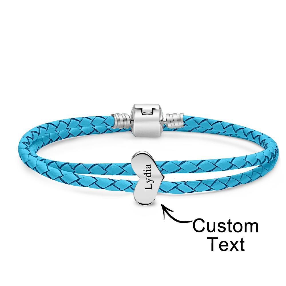 Pulsera De Cuero Grabable Número Personalizado De Accesorios De Corazón Opcionales Regalos De Joyería Para Ella - soufeeles