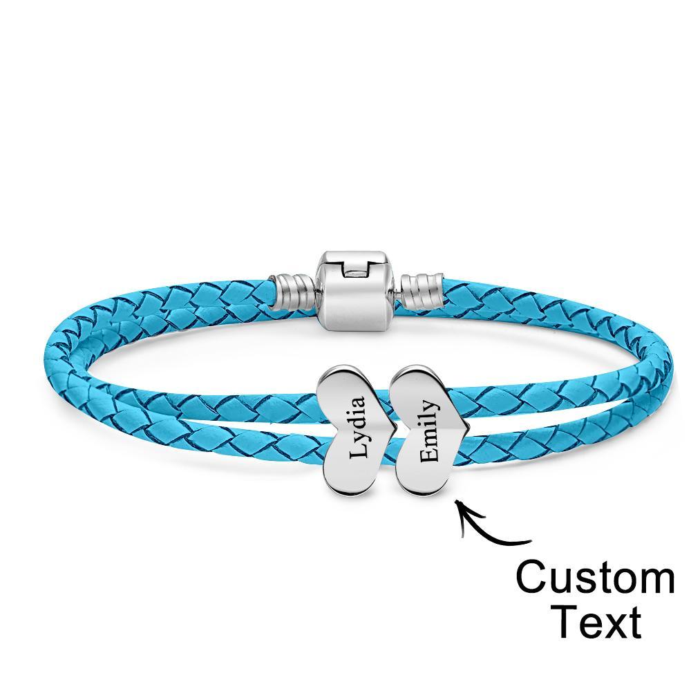 Pulsera De Cuero Grabable Número Personalizado De Accesorios De Corazón Opcionales Regalos De Joyería Para Ella - soufeeles