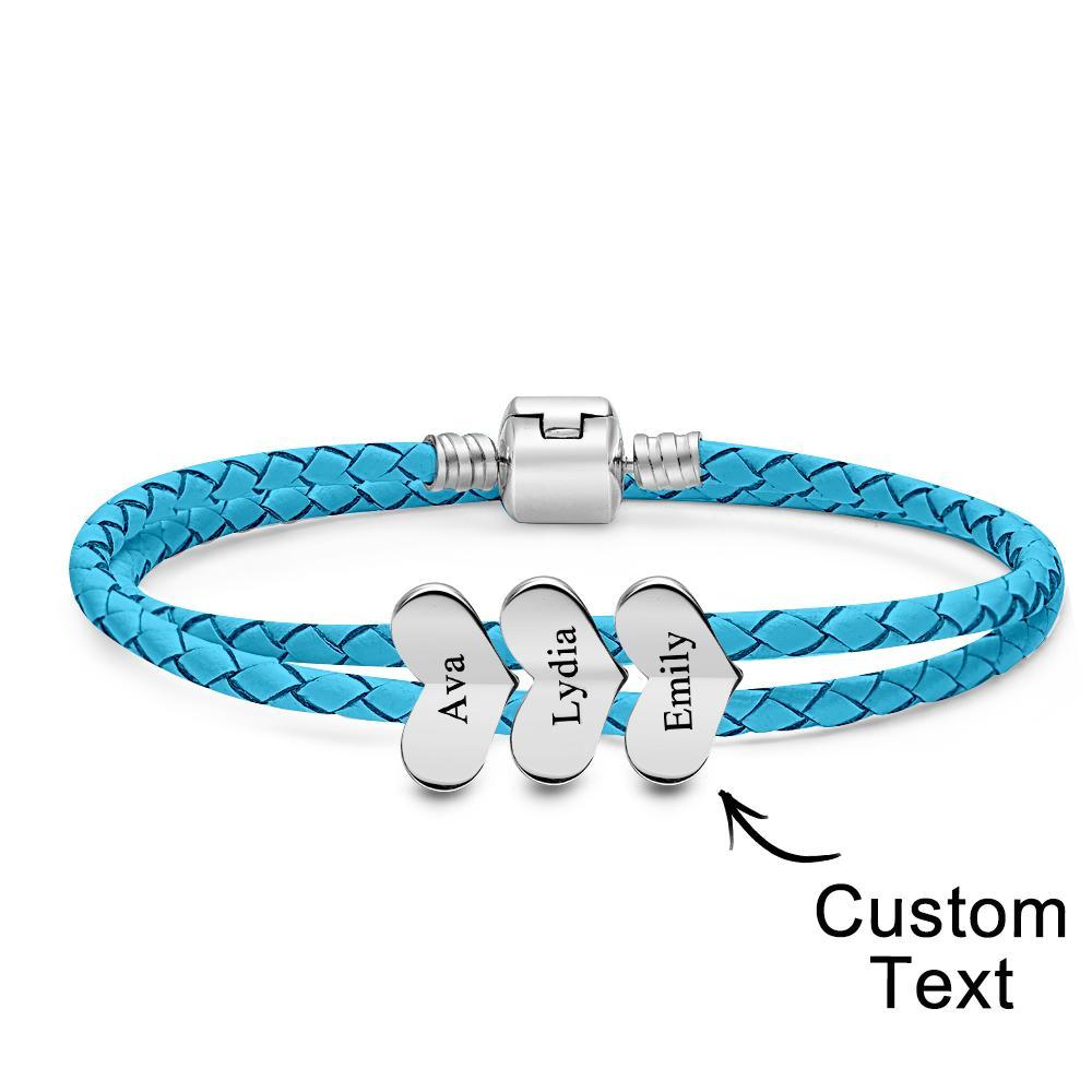 Pulsera De Cuero Grabable Número Personalizado De Accesorios De Corazón Opcionales Regalos De Joyería Para Ella - soufeeles