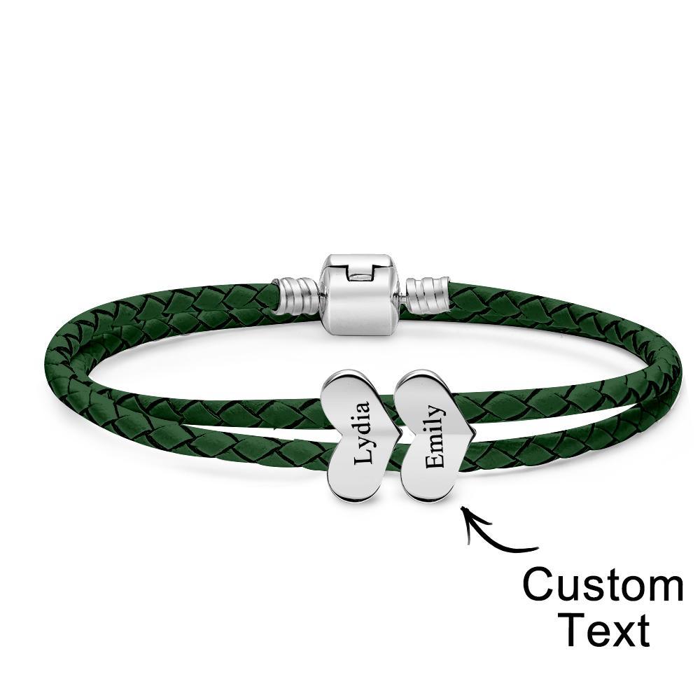 Pulsera De Cuero Grabable Número Personalizado De Accesorios De Corazón Opcionales Regalos De Joyería Para Ella - soufeeles