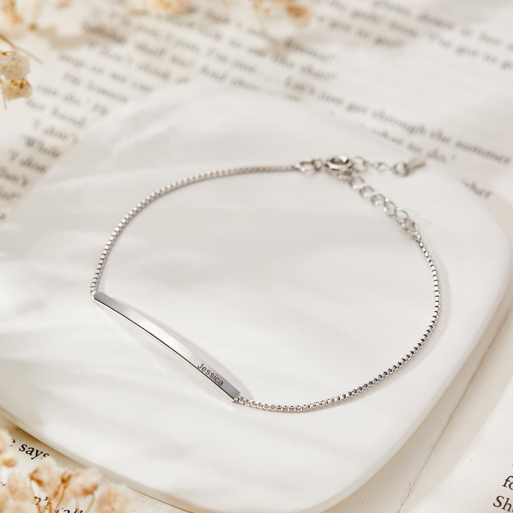 Pulsera De Barra Personalizada Para Mujer En Mensaje Barra Delgada Curvada Pulsera Personalizada Regalo Minimalista Para Ella - soufeeles