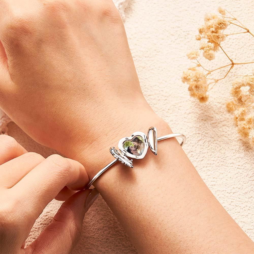 Pulsera Personalizada Con Foto De Corazón De Amor Para Mujer, Colgante De Corazón Con Alas De Ángel, Regalo Significativo Para Ella - soufeeles