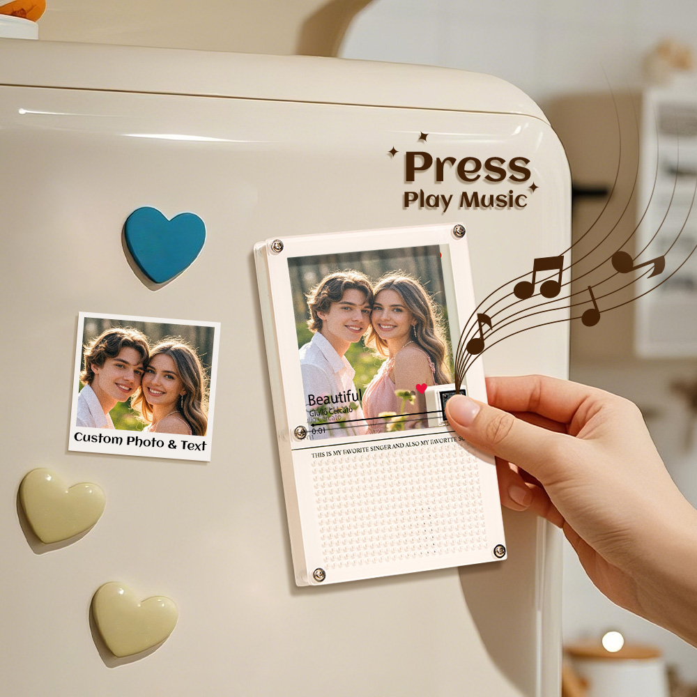 Imán De Nevera Con Música Personalizado. Imán De Nevera Con Foto Personalizado. Puede Reproducir Canciones Y Ajustar El Volumen. Regalos De San Valentín. - soufeeles