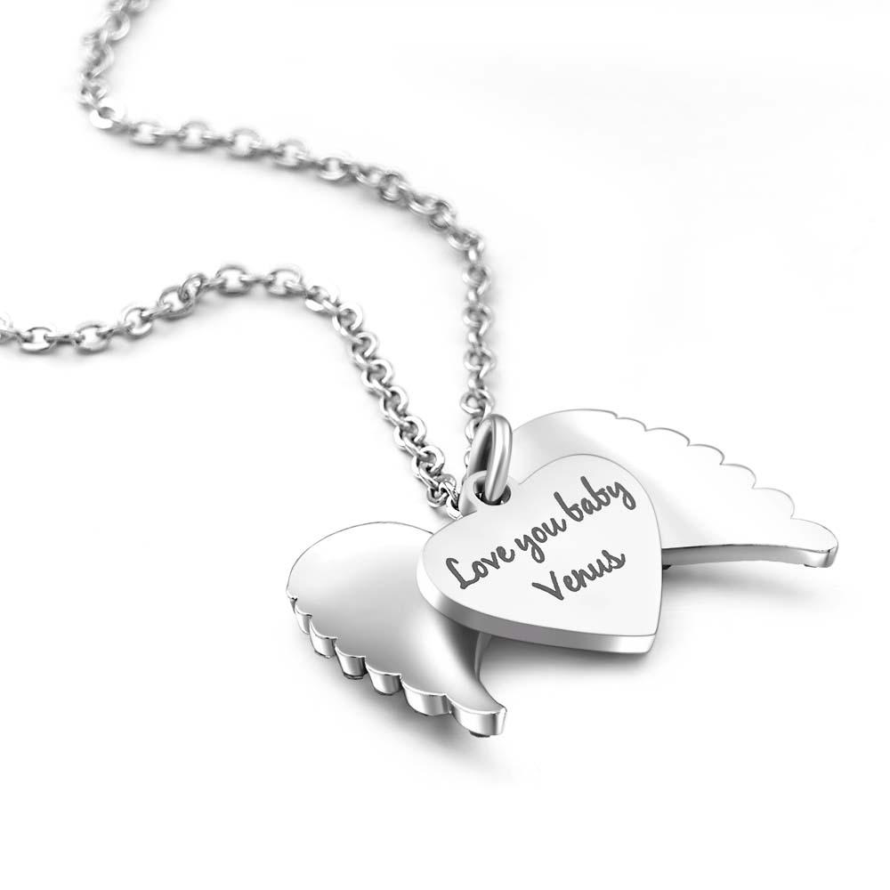 Collar Personalizado Con Foto Grabada, Alas De Ángel, Regalos Para Parejas - soufeeles