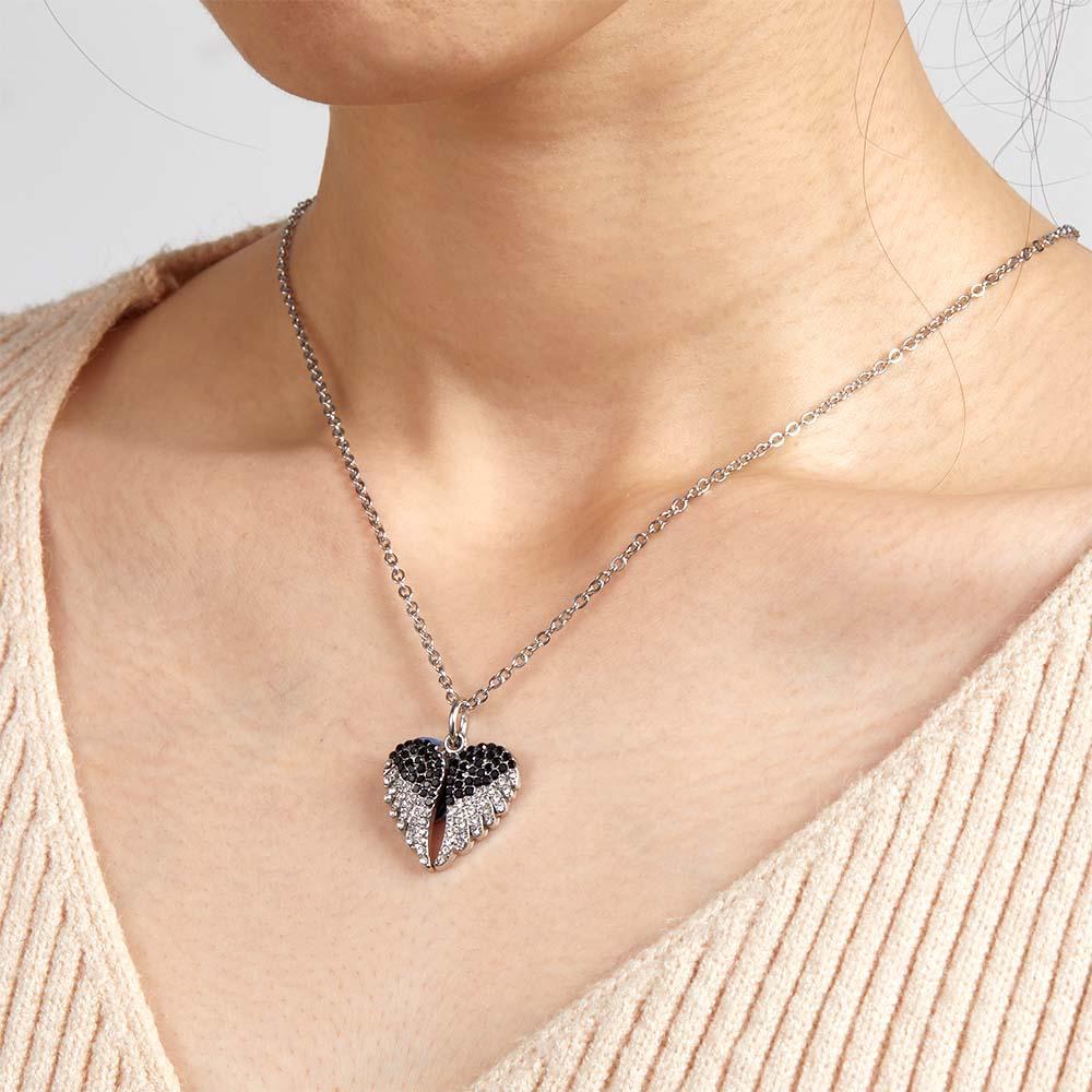 Collar Personalizado Con Foto Grabada, Alas De Ángel, Regalos Para Parejas - soufeeles