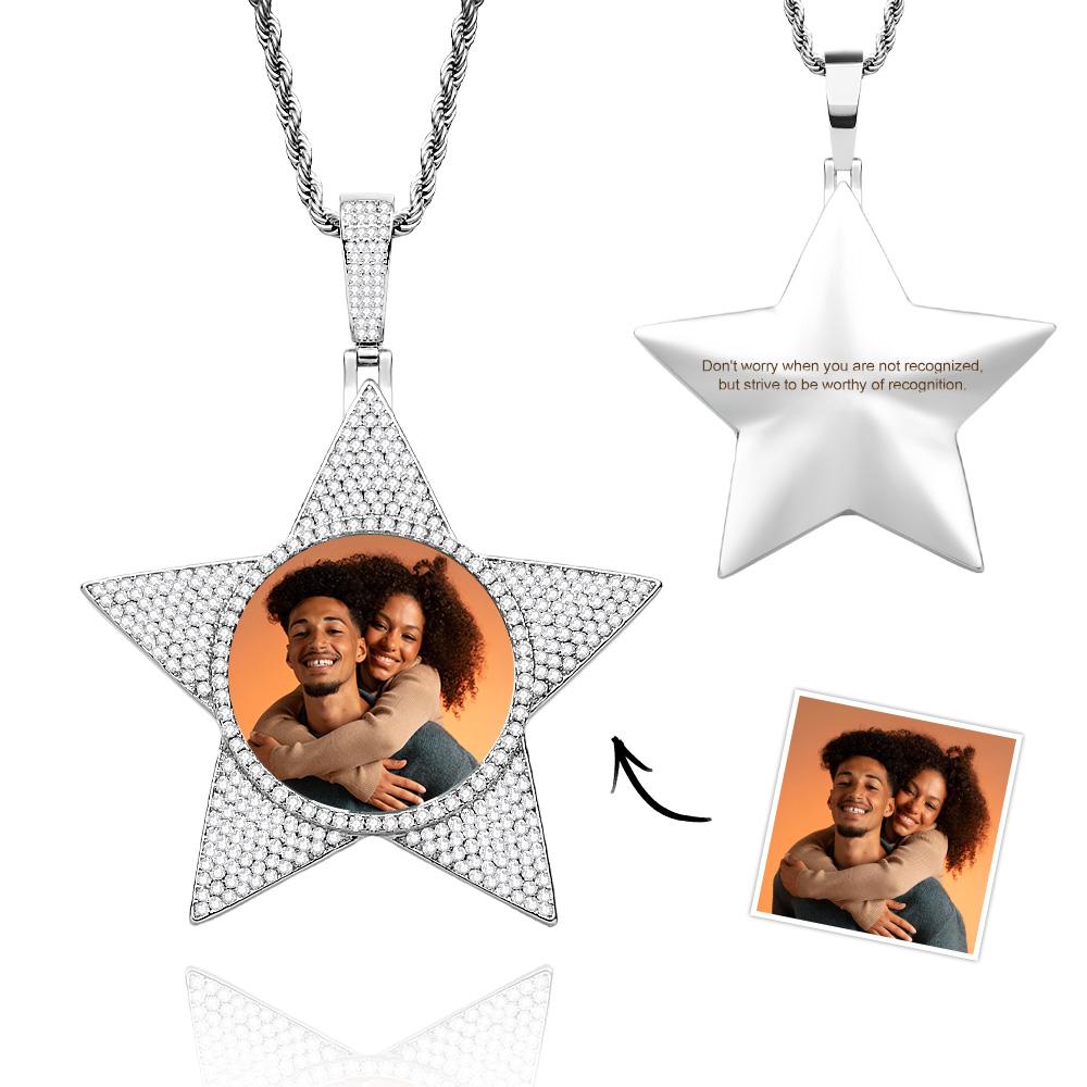 Collar Personalizado De Hip Hop Con Foto En Forma De Estrella Del Pop, Colgante Exagerado, Regalos De Joyería Para Hombres - soufeeles
