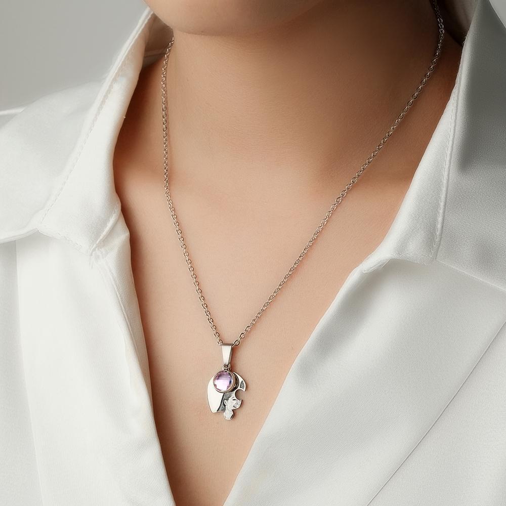 Foto Personalizada, Collar De Rompecabezas De Tres Corazones Con Colgante De Piedra Natal, Joyería, Regalos Para La Familia - soufeeles