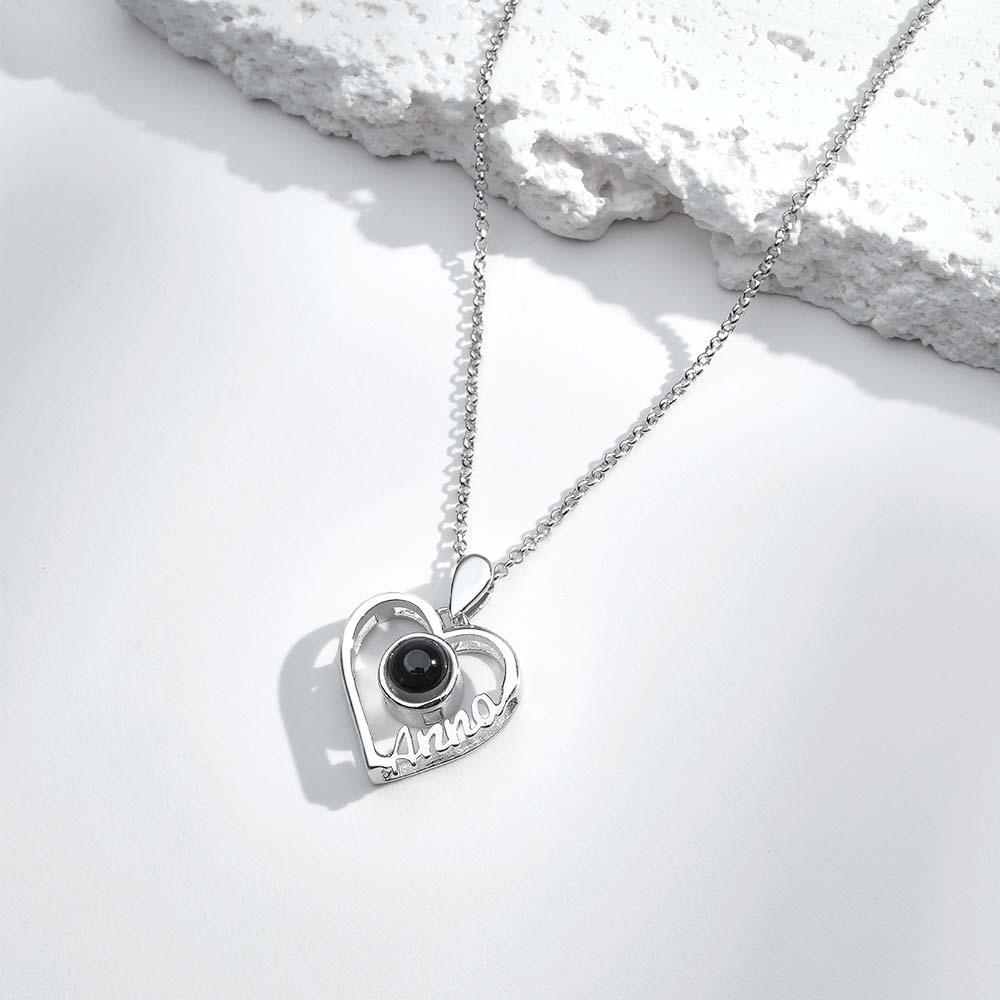 Collar De Proyección De Nombre Personalizado Regalo De Corazón Para Ella - soufeeles
