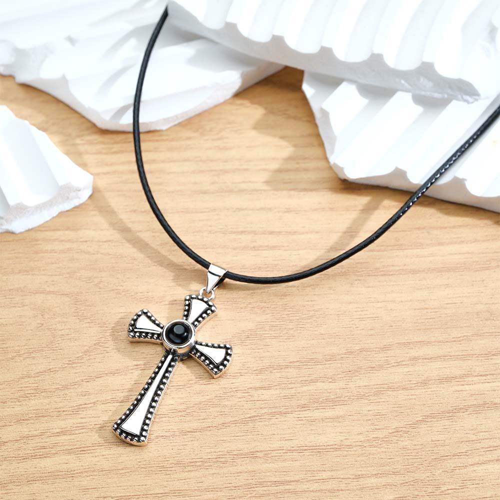 Collar De Proyección Personalizado Con Cruz Vintage, Regalo Para Hombre - soufeeles