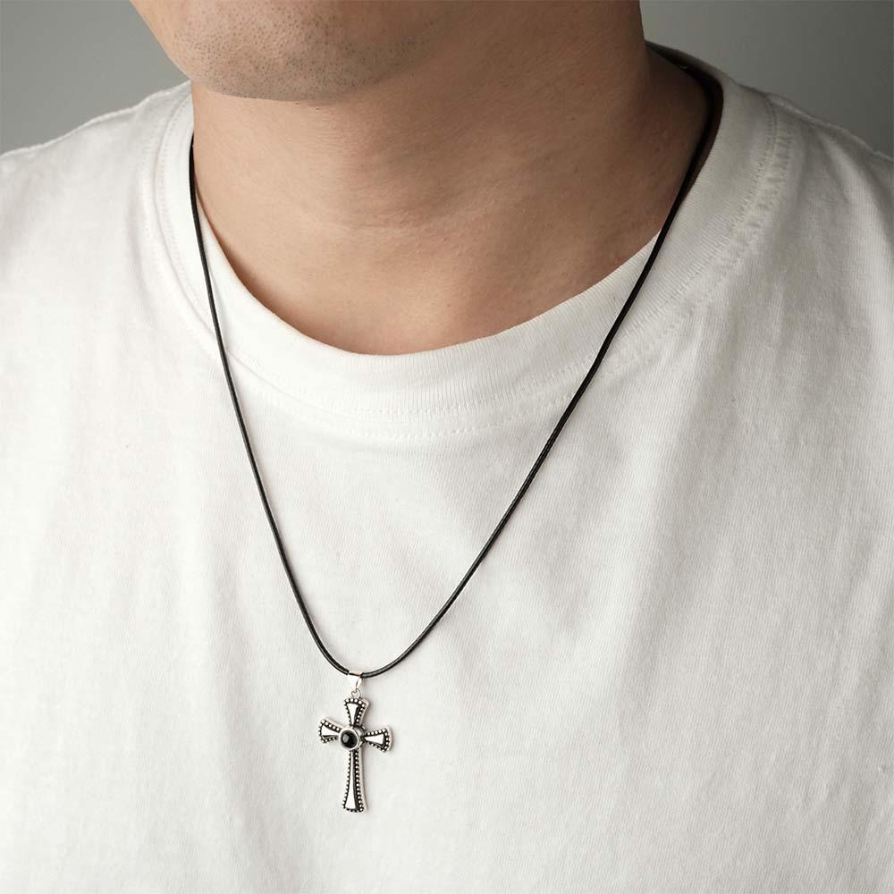 Collar De Proyección Personalizado Con Cruz Vintage, Regalo Para Hombre - soufeeles