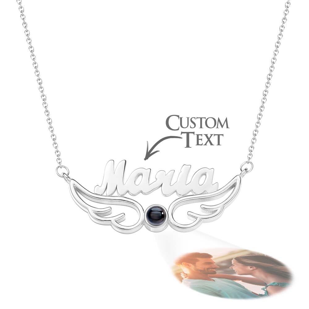 Collar De Proyección De Nombre Personalizado Regalo Estilo Alas De Ángel - soufeeles