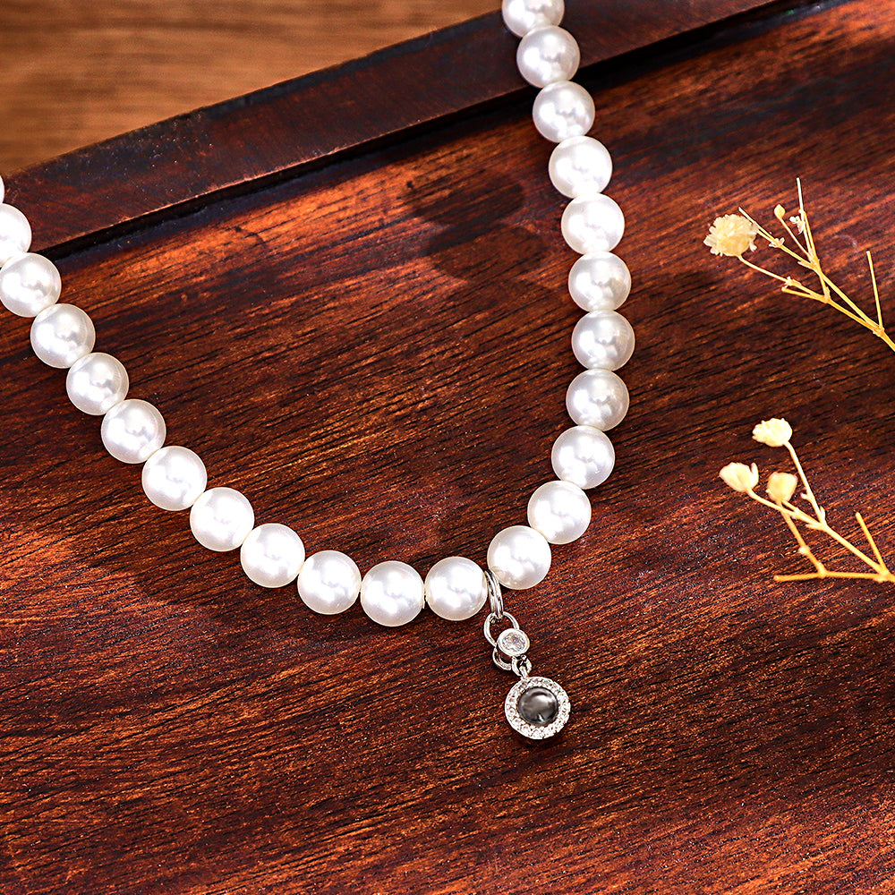Collar De Proyección Personalizado Regalo Romántico Con Oscilación De Perlas - soufeeles