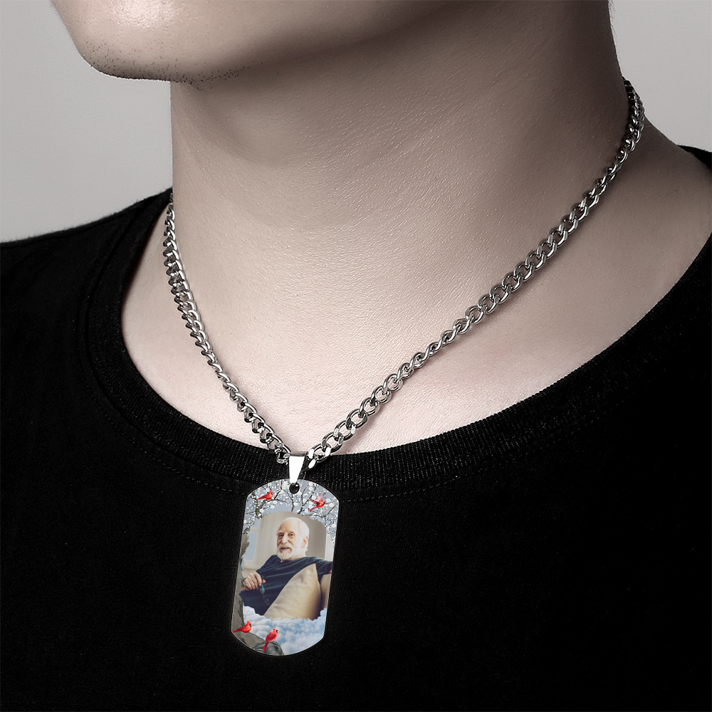 Collar Grabado En Memoria De La Etiqueta De La Foto De Encargo Con El Collar De Los Hombres Del Acero Inoxidable Del Grabado - soufeeles
