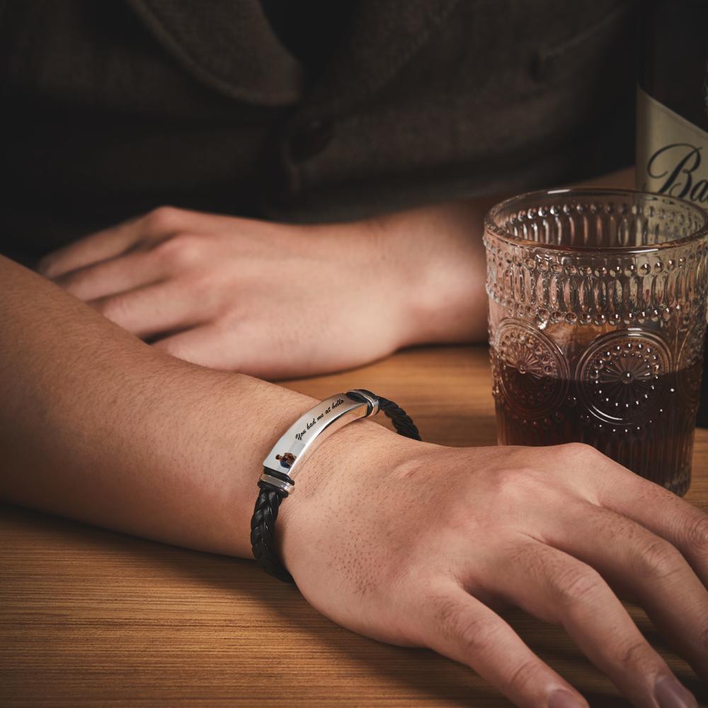 Pulsera De Hombre Con Foto Personalizada, Pulsera De Cuero Grabada, El Mejor Regalo Conmemorativo Para Él - soufeeles