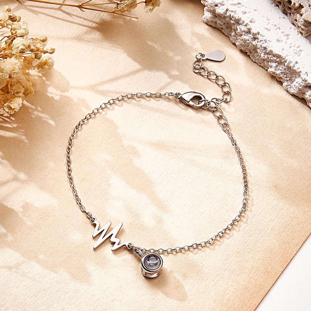 Pulsera De Proyección Personalizada Amor Electrocardiograma Regalo Para Ella - soufeeles
