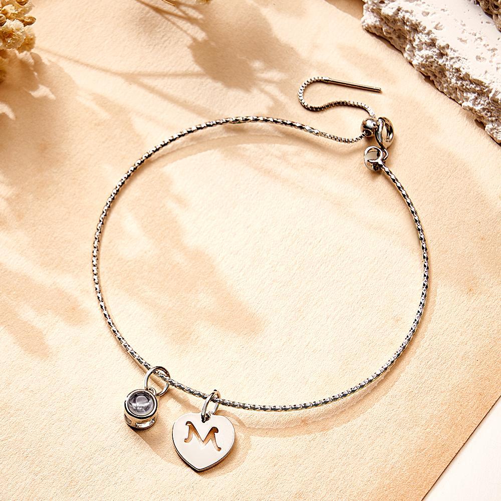 Pulsera De Letras De Proyección Personalizada Regalo Simple Para Ella - soufeeles
