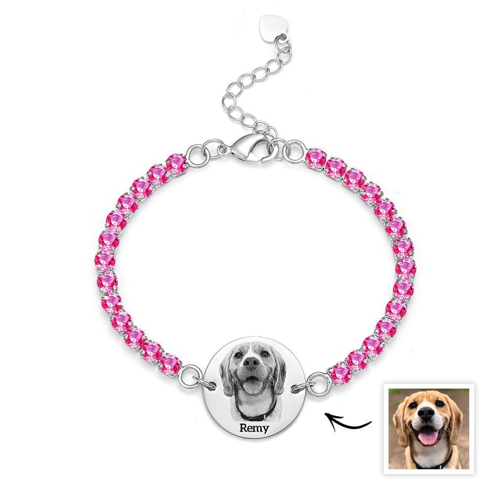 Pulsera De Tenis Personalizada Con Foto Y Nombre De Mascota, Pulsera Única De Diamantes, Regalo Para Amantes De Las Mascotas - soufeeles