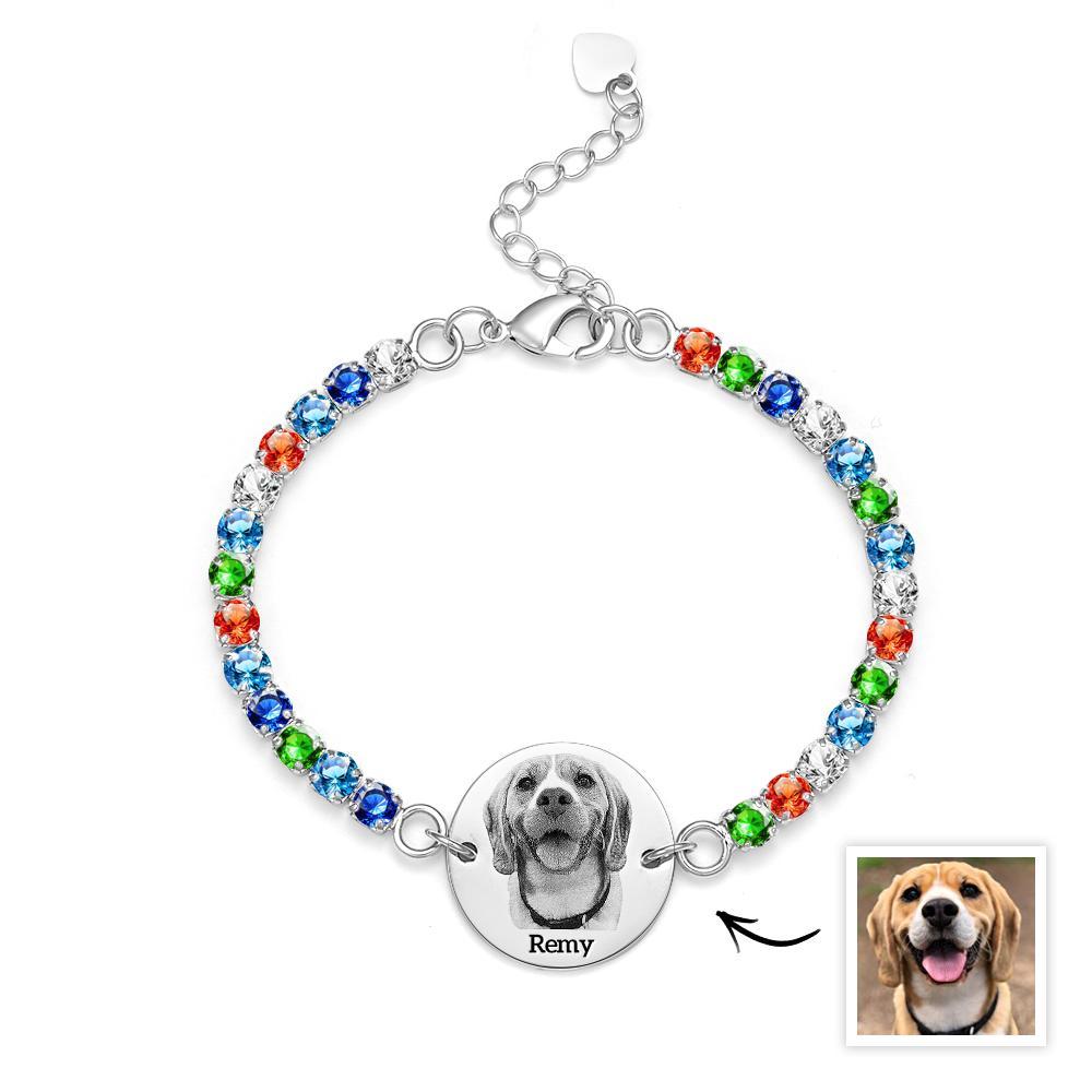 Pulsera De Tenis Personalizada Con Foto Y Nombre De Mascota, Pulsera Única De Diamantes, Regalo Para Amantes De Las Mascotas - soufeeles