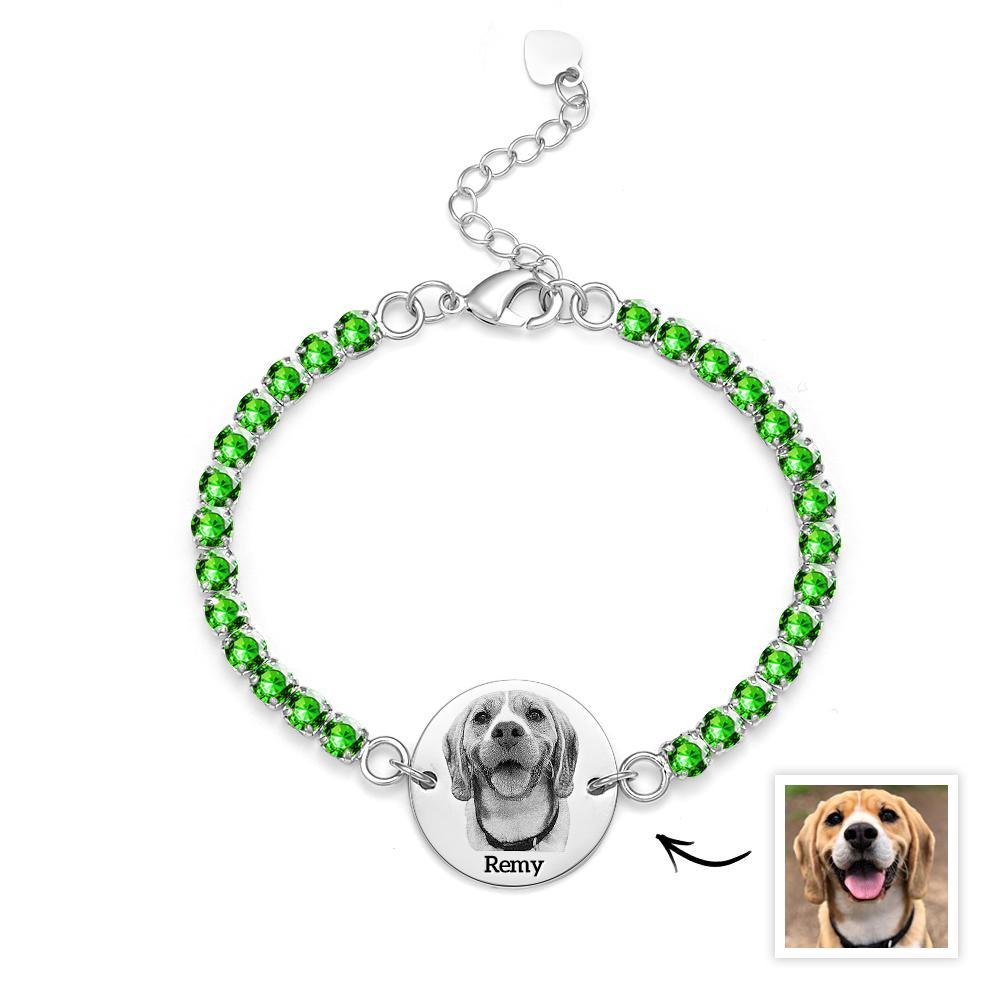 Pulsera De Tenis Personalizada Con Foto Y Nombre De Mascota, Pulsera Única De Diamantes, Regalo Para Amantes De Las Mascotas - soufeeles