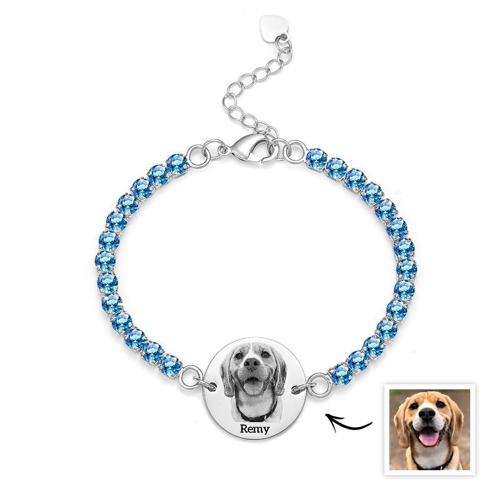Pulsera De Tenis Personalizada Con Foto Y Nombre De Mascota, Pulsera Única De Diamantes, Regalo Para Amantes De Las Mascotas - soufeeles
